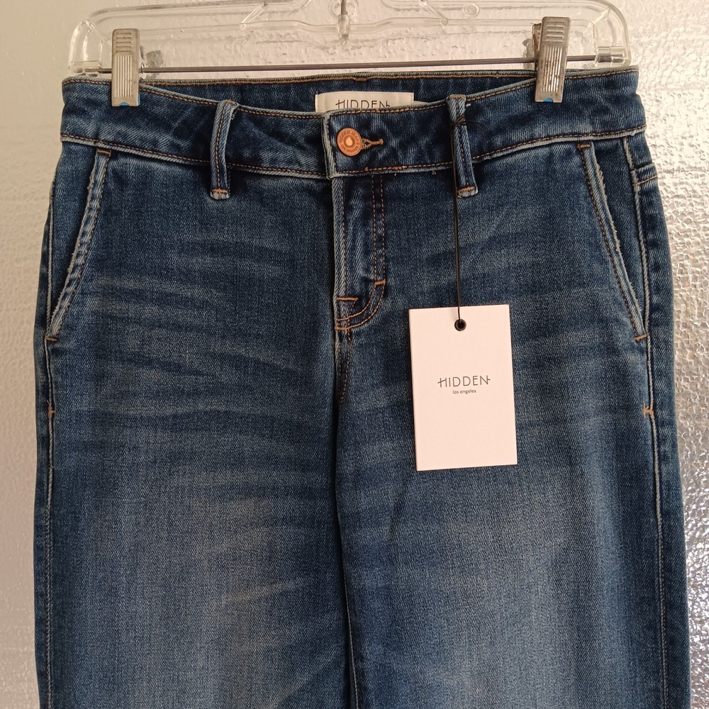 Hidden Jeans Happi Women 25 *28x33 Blue New Low Rise Wide leg Comfort Flare - Picture 3 of 11
